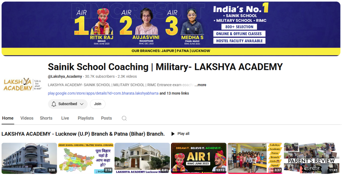 Best YouTube Channel for RIMC, Sainik School & Military School Coaching
